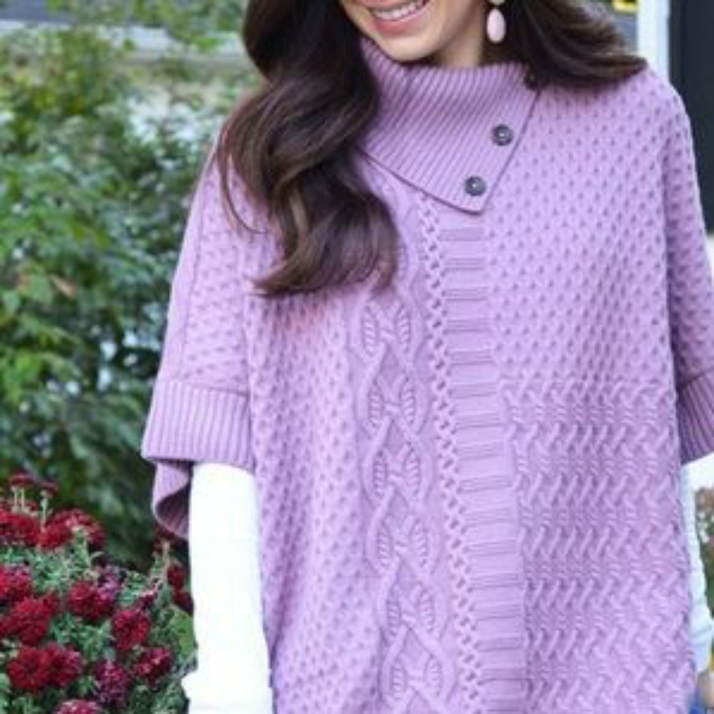 NWT Talbots Lavender Knit Poncho size XS